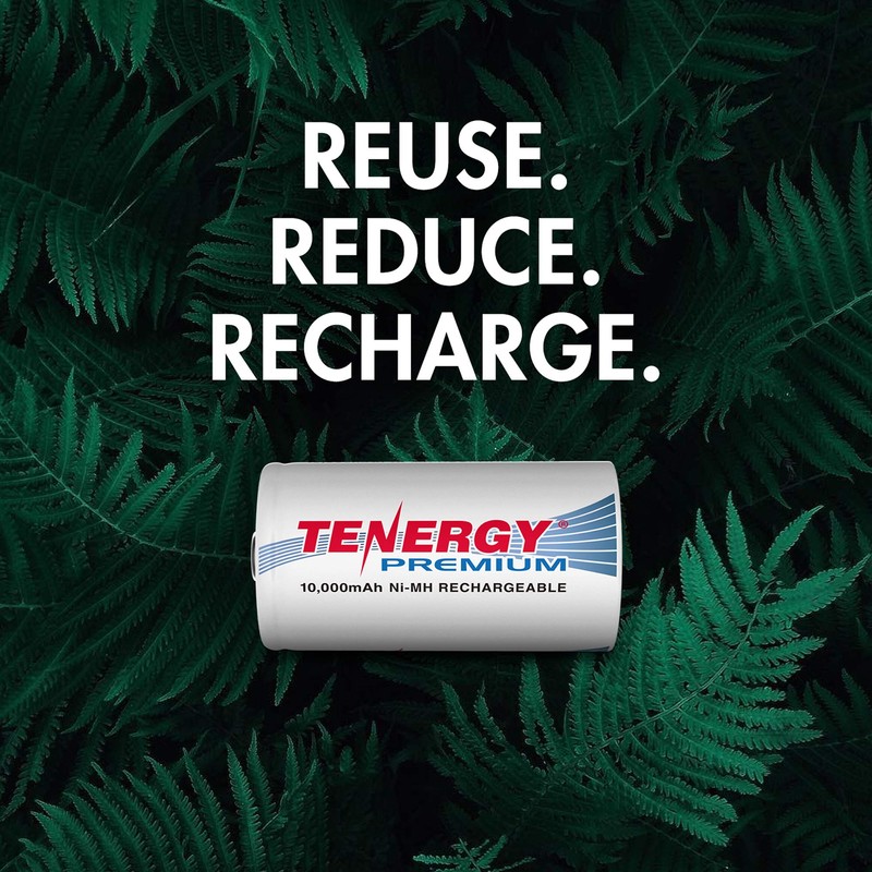 Tenergy Combo: 4 pcs Premium D Size Rechargeable Batteries High