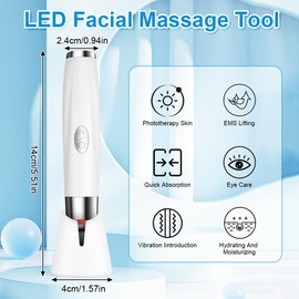 Aolso Eye Massager with Heat,Light Therapy Wand,Anti-Aging Eye Wand for Reduce Puffiness and Dark Circles and Promote Essence Absorption,Collagen Boosting Face Massager for Eyes, Face and Neck-White