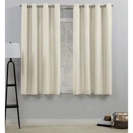 Exclusive Home Loha Linen Grommet Top Curtain Panel Pair, 54"x63", Ivory