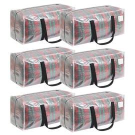 VTSVTS 6 Pcs Reusable Clear Large Moving Bags, Storage Bags with Zipper & Black Reinforced Side Handles, 28.7"x14.2"x13" Packing Bags for Moving, Storage, College, Travel (Clear, 6 Pack)