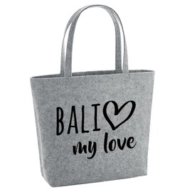 Huuraa Einkaufstasche Bali my love Geschenk 22 Liter Grey Melange Filz Bali Accessoire