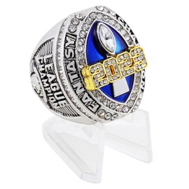 2023 Fantasy Football Championship Ring | Heavy FFL Champion Ring | Gold Silver Tone Plated Award Trophy for Fantasy Football League Winner (size 11, ring and stand together)
