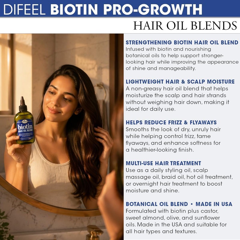 Difeel Aceite para el cabello con biotina premium 7.1 oz.