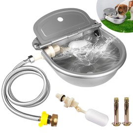 Automatic Water Dispenser for Dogs, Auto Dog Waterer for Outdoor, Stainless Steel Water Bowl Dispenser for Livestock Waterer,Chicken Water System, self Filling Dog Water Bowl Fit 3/4'' GHT Faucet