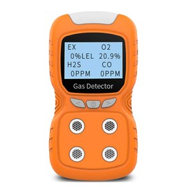 XLA Alert Portable Gas Detector, Gas Clip 4 Gas Monitor Meter Tester Analyzer, Rechargeable LCD Display Sound Light Shock Air Quality Tester, 2 Year Detector…