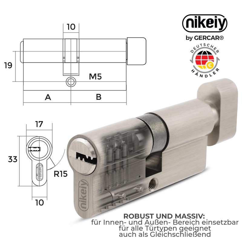 GERCAR Pro 2x Knob Cylinder 40/40 Keyed Alike Set 2