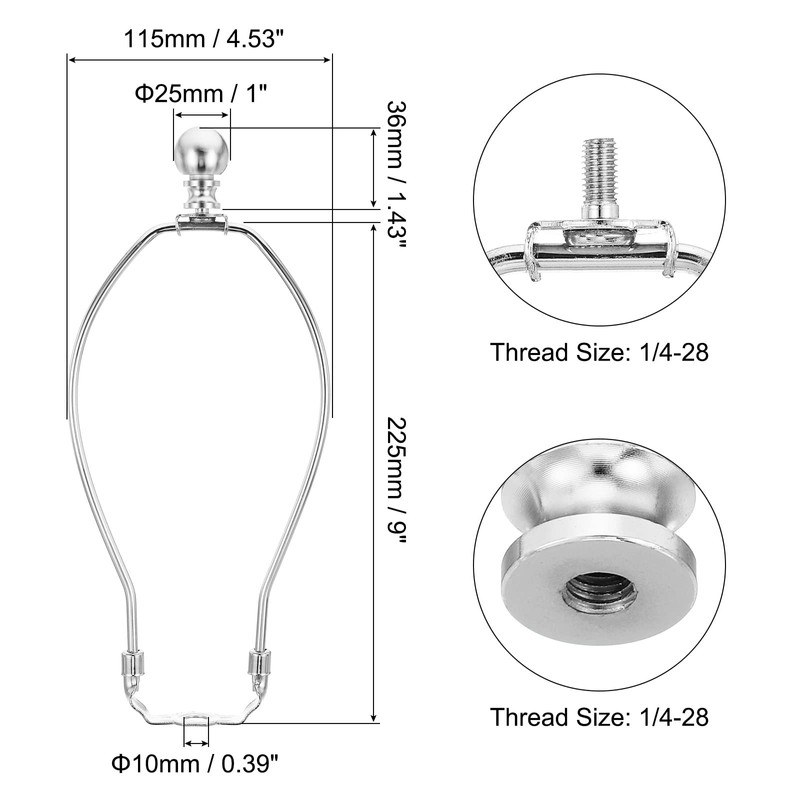 PATIKIL 9 Inch Lamp Harp Kit with Finial, 2 Set