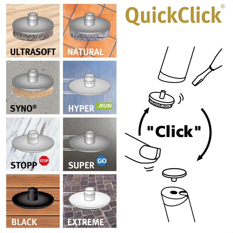 Wagner QuickClick® Plastic Gliders, Furniture Glides, Chair Glides, Set of