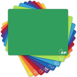 ZVP Plastic Cutting Boards for Kitchen, Flexible Cutting Mats, Colorful Chopping Boards with Food Icon, Non-Slip, Non Porous, BPA Free, Dishwasher Safe