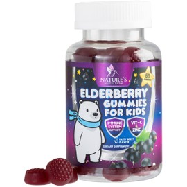 Sambucus Elderberry Immune Gummies for Kids with Vitamin C, Zinc & Elderberry, Daily Childrens Immune Support Vitamins Gummy Children Ages 2 Up, Natures Supplement, Non-GMO, Berry Flavor, 60 Gummies
