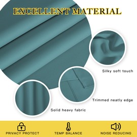 NICETOWN Room Darkening Short Curtain 54 inches Long for Living Room, Grommet Sound Reducing Thermal Insulated Curtains for Bedroom Nursery Window, 46W x 54L, 1 Piece, Sea Teal