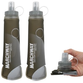 MARCHWAY Wide Mouth Soft Flask, 300ml/500ml Collapsible TPU Water Bottle, Leakproof Portable Flexible for Running, Hiking, Cycling, Climbing, Gym, Travel (2pcs Grey 500ml)