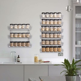 SWOMMOLY Adjustable Wall Mount Spice Rack, 9-Tier Dual-use (Multi-use) Organizer, Silver