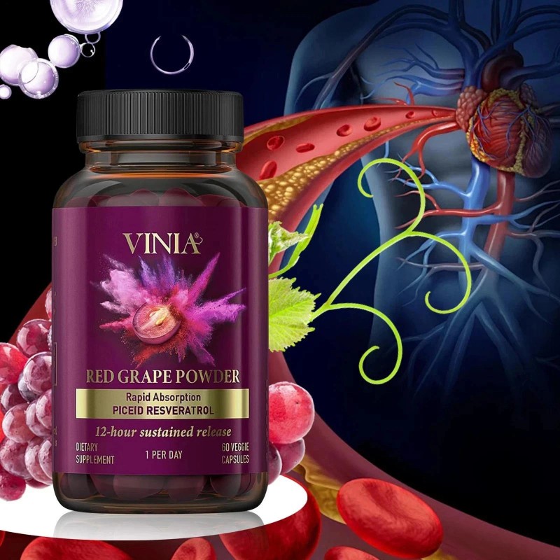 unbranded Vinia Red Grape Powder Rapid Absorbtion Piceid Resveratrol 60