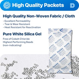 Dry & Dry Dry & Dry 300 Gram [30 Packets] Silica Gel Packets Desiccants, Silica Packets - Rechargeable Silica Gel Packs, Desiccants Packets, Silica Gel