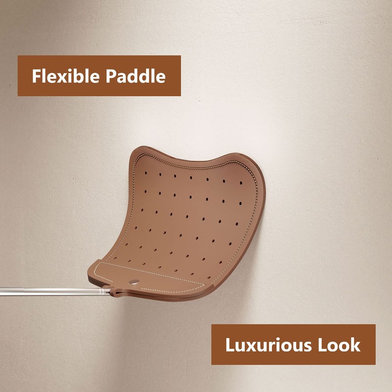 Foxany Leather Fly Swatter, Telescopic Heavy Duty Fly Swatters, Flexible
