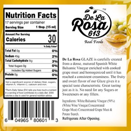 De La Rosa White Balsamic Glaze, Kosher for Passover, Vegan, Non-GMO & Gluten Free, Great for Salad Dressing, Marinades, Toppings & More, Balsamic Vinegar Glaze, 8.45 Oz (Pack of 1)