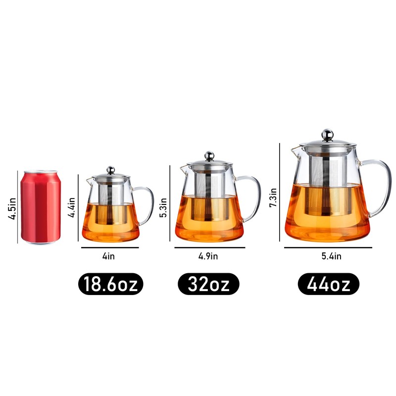 PARACITY Glass Teapot Stovetop 44 OZ, Borosilicate Clear Tea Kettle