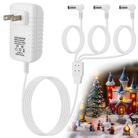 Aulock 4.5V Power Adapter Compatible with Lemax Christmas Village Accessories - AC/DC Adapter Replacement for Lemax Village Collection House Light Plug Cord, 3 Outputs 1pack