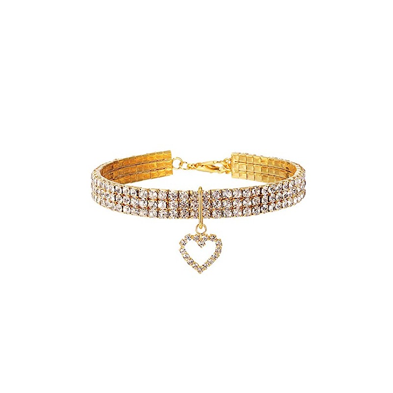 2PCS Pet Gold Collar Accessories Cat Dog Collar Heart and