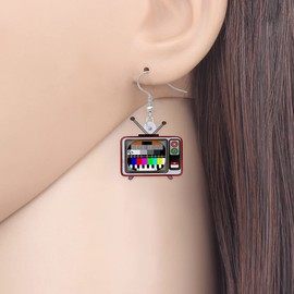 DOWAY Cute Cassette Ribbon Earrings Dangle Acrylic Retro Cassette Band Vintage Jewellery Gifts Funny 90s Women Girls Charms, Acrylic, No Gemstone