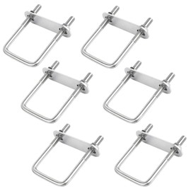 6 Pieces M6 U-Bolt 100 mm x 50 mm U Bolt Closure Stainless Steel U-Screws with Nut and Frame Plate for Pipe Attachment Car Towing