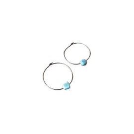 Natural Larimar Minimalist Stainless Steel Hoop Earrings