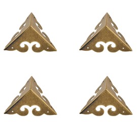 4Pcs Brass Corner Protectors Right Angle Brackets Brass Antique Edge Cover for Box Cabinet Table Chair, 45 x 45 x 45mm, Bronze