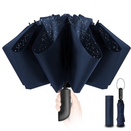 Conlun Compact Folding Umbrella, Storm-Proof, Automatic, Windproof, Blue, Folds Inside, for Men, 210T Fabric, 127 cm Wingspan, 10 Ribs, Large, Great Christmas Gifts