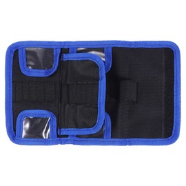 sourcing map Handheld Tool Case 6.3" x 3.54" x 1.57" Oxford Cloth Portable Tool Bag with Zipper for Driver Storage Bits Pouch Carrier Small Bag, Black, Blue