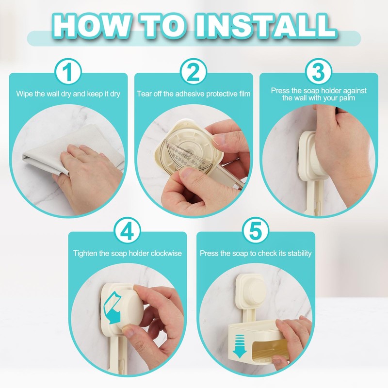 sourcing map 2Pcs Suction Cup Soap Dish, Removable and Reusable