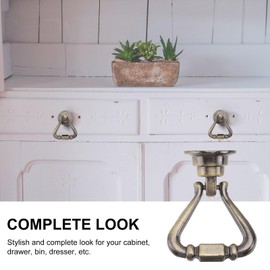 Garneck 2pcs Retro Drawer Pull Handles Cabinet Cupboard Drawer Pull Knobs Vintage Ring Pull Handles Furniture Knobs Antique Brass, Bronze
