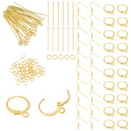 180pcs Leverback Hooks for Earring Making Iron Jewerly Findings Supplies Flat Head Pins for DIY Jewerly Making Earring Hooks Making Kit with Jump Rings
