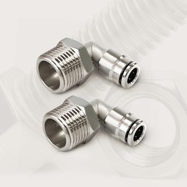MILLISEC 2PCS Push to Connect Fitting Elbow, Pneumatic Male Elbow 1/2"Tube OD-3/8"NPT, 90 Degree Quick Connector for Air Suspension Compressor Air Horn Air Spring Bags