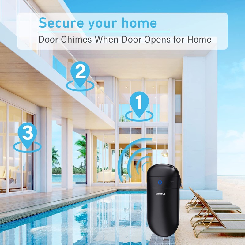 SECRUI Door Chime, Easy Installation Wireless Door Sensor Chime with
