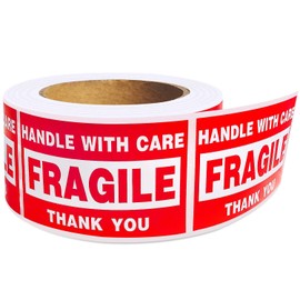 Immuson 20 Rolls 3" X 5" Fragile Handle with Care Warning Stickers for Shipping and Packing,Warning Fragile Tape,500 Labels Per Roll
