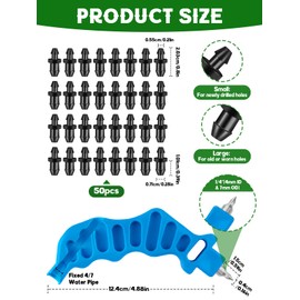 Kalolary 2 in 1 Drip Irrigation Hole Punch Tool Kits, Kalolary 50+1PCS Drip Tube Hole Punch for 1/4" Tube with Drip Plugs Drip Irrigation Punch for Garden Watering System (Hand Drill Style)