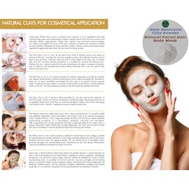 Nativilis Gray (Grey) Bentonite Clay Powder - Natural Facial Hair Body Mask Fine Soft Texture Removing Toxins from the Body Detoxifying Skin Hydrates the Hair and Scalp Copaiba