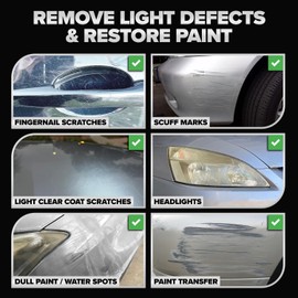 Carfidant Gray and Silver Scratch and Swirl Remover Kit, Car Scratch Remover for Deep Scratches with Buffer Pad, Rubbing Compound for Cars - 8.4 fl. Oz.