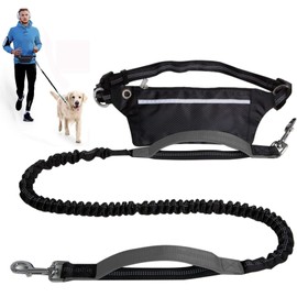 Correa Manos Libres para Perros con Bolsa para Smartphone,Correa de Cintura Ajustable Que Absorbe los choques,cinturón ajustable,Riñonera deportiva, doble asa,para Caminar Correr con tu Perros (Gris)