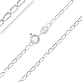 Planetys - Cheval Chain 925 Sterling Silver Rhodium-Plated Chain - Necklace - 1.4 mm Wide Various Lengths: 40-45-50-55-60 cm, Sterling Silver, No Gemstone