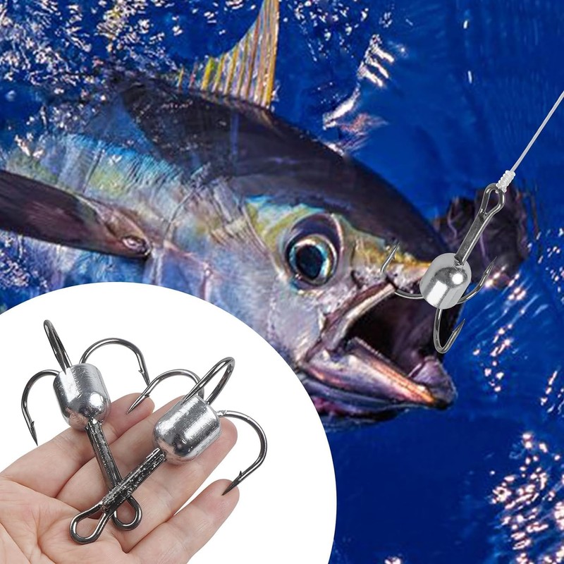 8pcs Snagging Hooks Snagging Weighted Treble Hooks Strong Large Fishing
