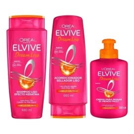 Elvive Dream Liso 680ml Shampoo + Acondicionador + Crema