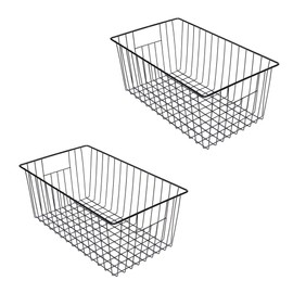 Y.Z.Bros 16inch Freezer Wire Storage Organizer Baskets, Household Refrigerator Bin with Built-in Handles for Cabinet, Pantry, Closet