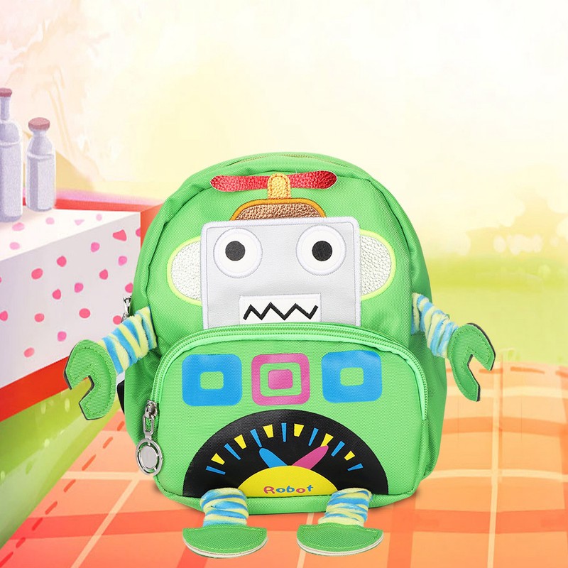 Cartoon Robot Pattern Kids Anti lost Backpack Schoolbag with Safety