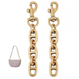 Bamyli 2 Pcs Bag Strap Extender,11.8cm/4.65in Alloy Bag Extender Chain Handbag Strap Extender with Swivel Eye Bolt Snap Hook for Shoulder Bag Strap Replacement (Gold)