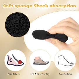 AOZUO Toe Inserts for Shoes Too Big, 2 Pairs Shoe Filler Insert for Loose Shoe Toe Cushion Fillers Make Shoes Fit for Heels Pumps Flats Sneakers Women Men(Black)