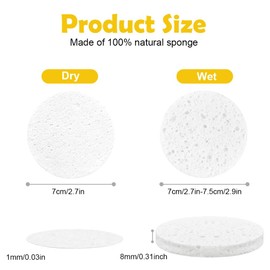 AUAUY Compressed Facial Sponges, 60 Count Cellulose Facial Sponges for Daily Cleansing, 100% Natural Wood Pulp Cotton Face Washing Sponge for Facial Cleansing, Exfoliating Mask, Makeup Removal