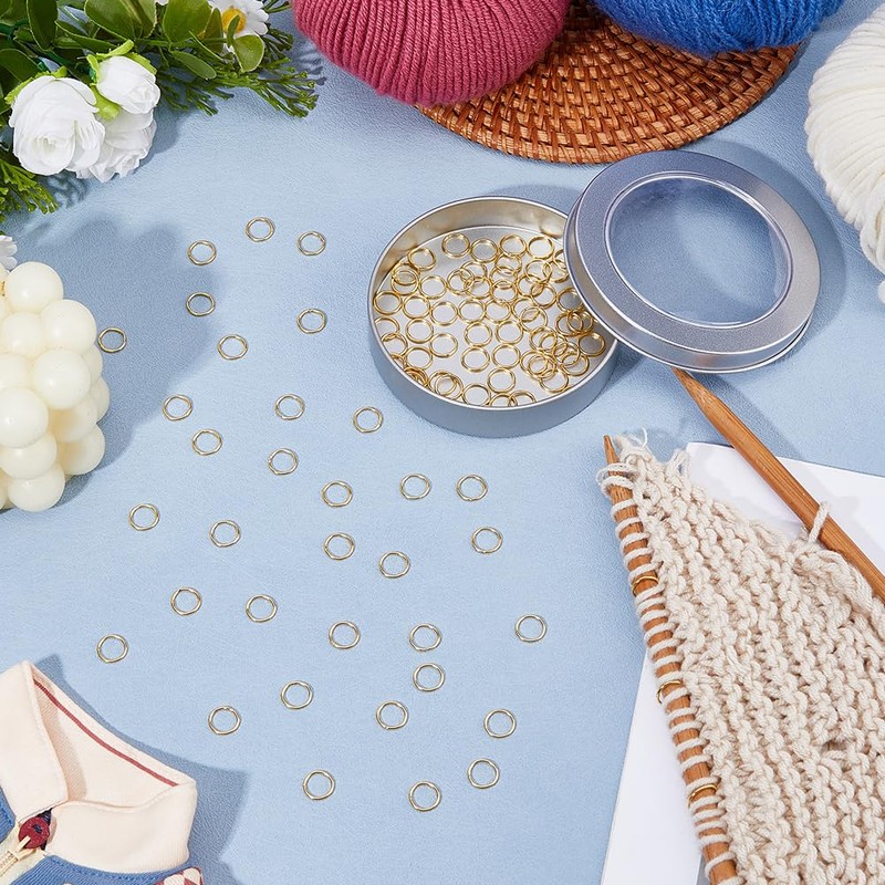 Hobbspring 100Pcs Metal Stitch Markers 18K Gold Plaetd Round Knitting