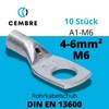 Cembre A1-M6 Tube Cable Lug 4-6 mm² M6 Uninsulated Tin-Plated